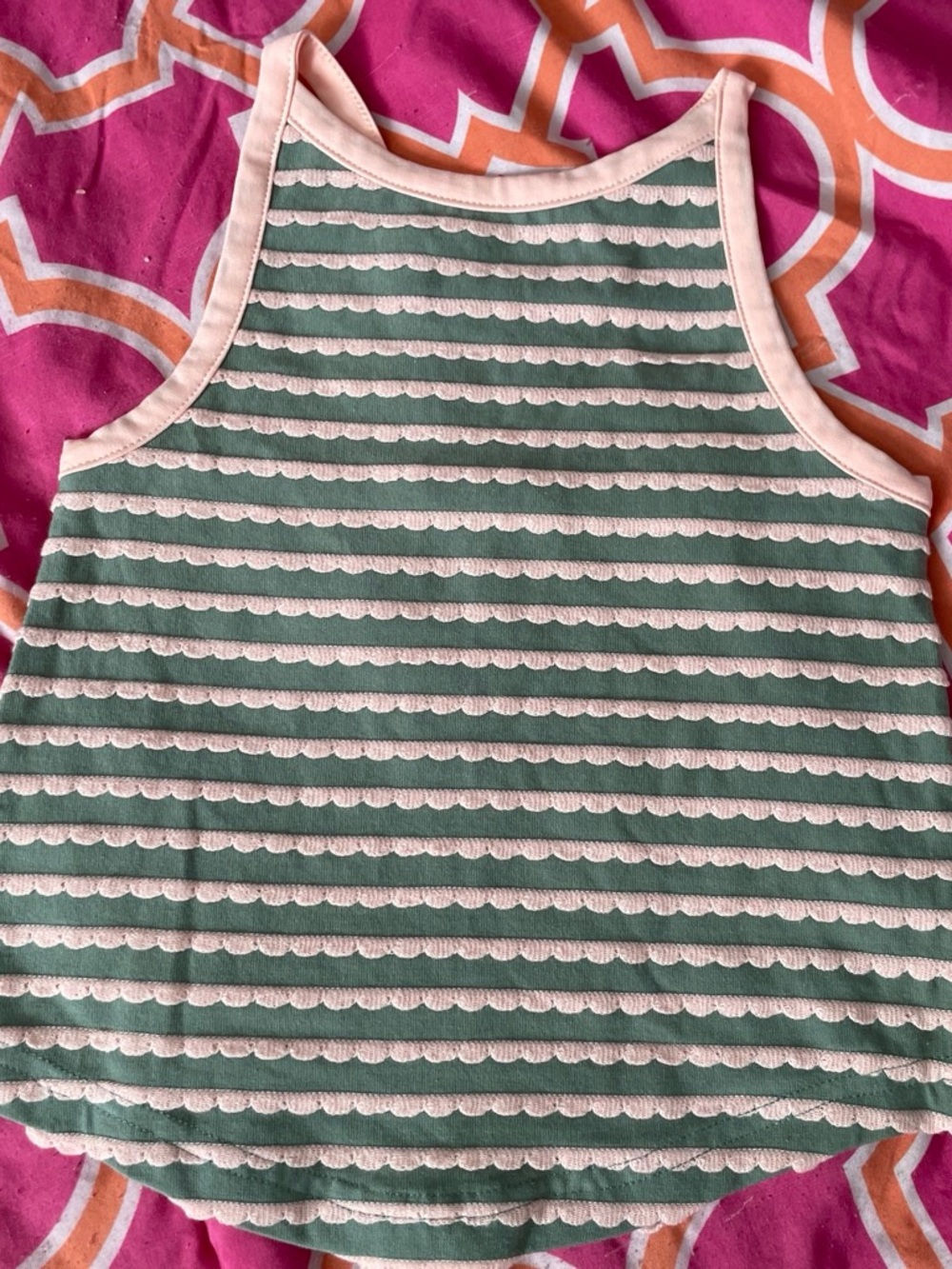 Matilda Jane Green & Cream Striped Tank - Scalloped Trim